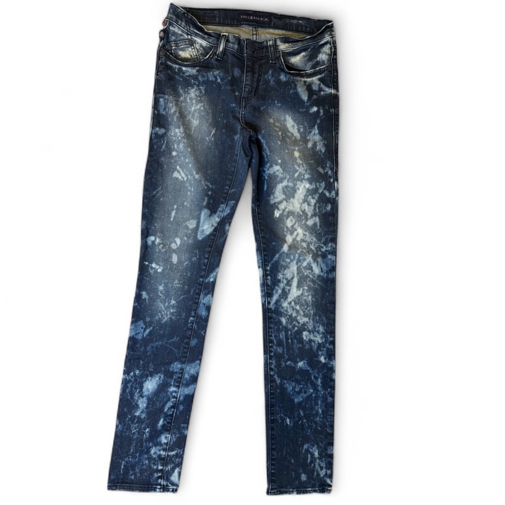Rock & Republic Blue Jeans Berlin Dark Blue Acid Wash Skinny Jeans Size 6